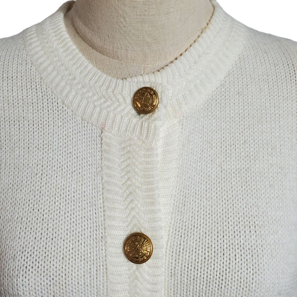 Vintage Cream with Gold Buttons Cardigan - Picture 2 of 6
